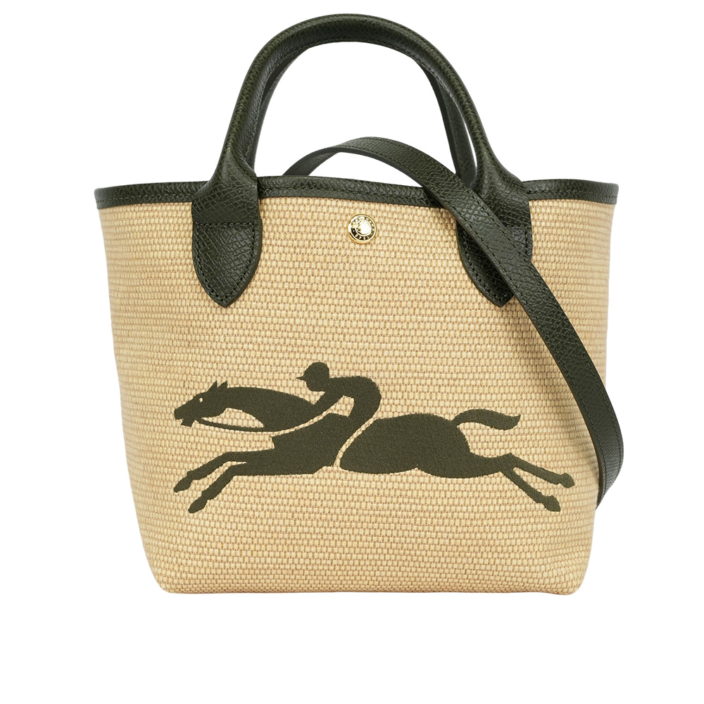 LONGCHAMP S號 LE PANIER PLIAGE 草編二用包(卡其綠) 10144 HZB 292