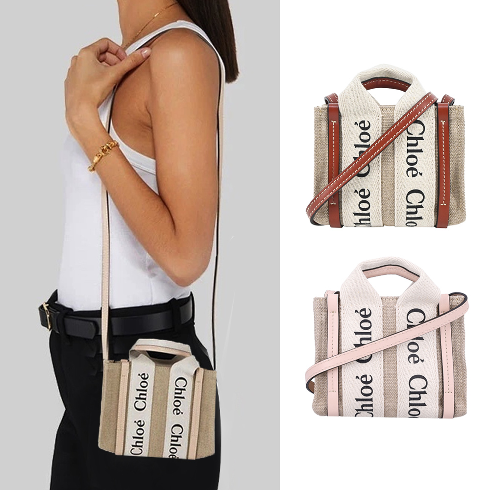 Chloe Woody Nano Tote bag 新款帆布兩用托特包(任選)