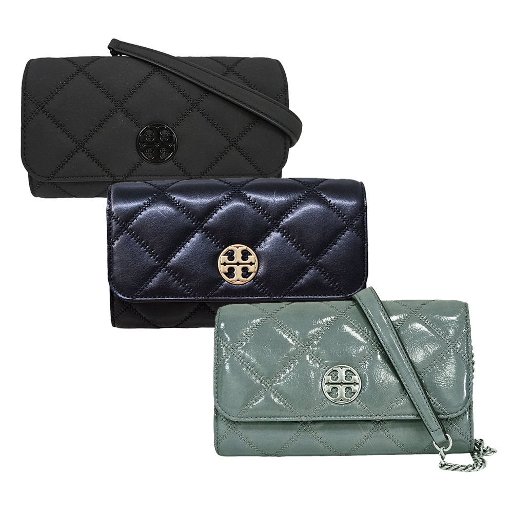 TORY BURCH tory burch willa 新款 磨砂黑 woc鍊帶斜揹包 手拿包 原廠防塵袋紙袋