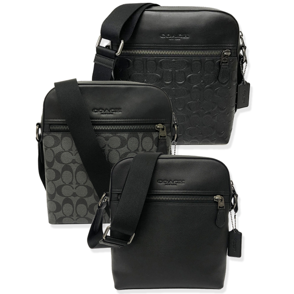 【COACH】Houston Flight Bag C Logo前拉鍊男款斜揹包(多色供選)