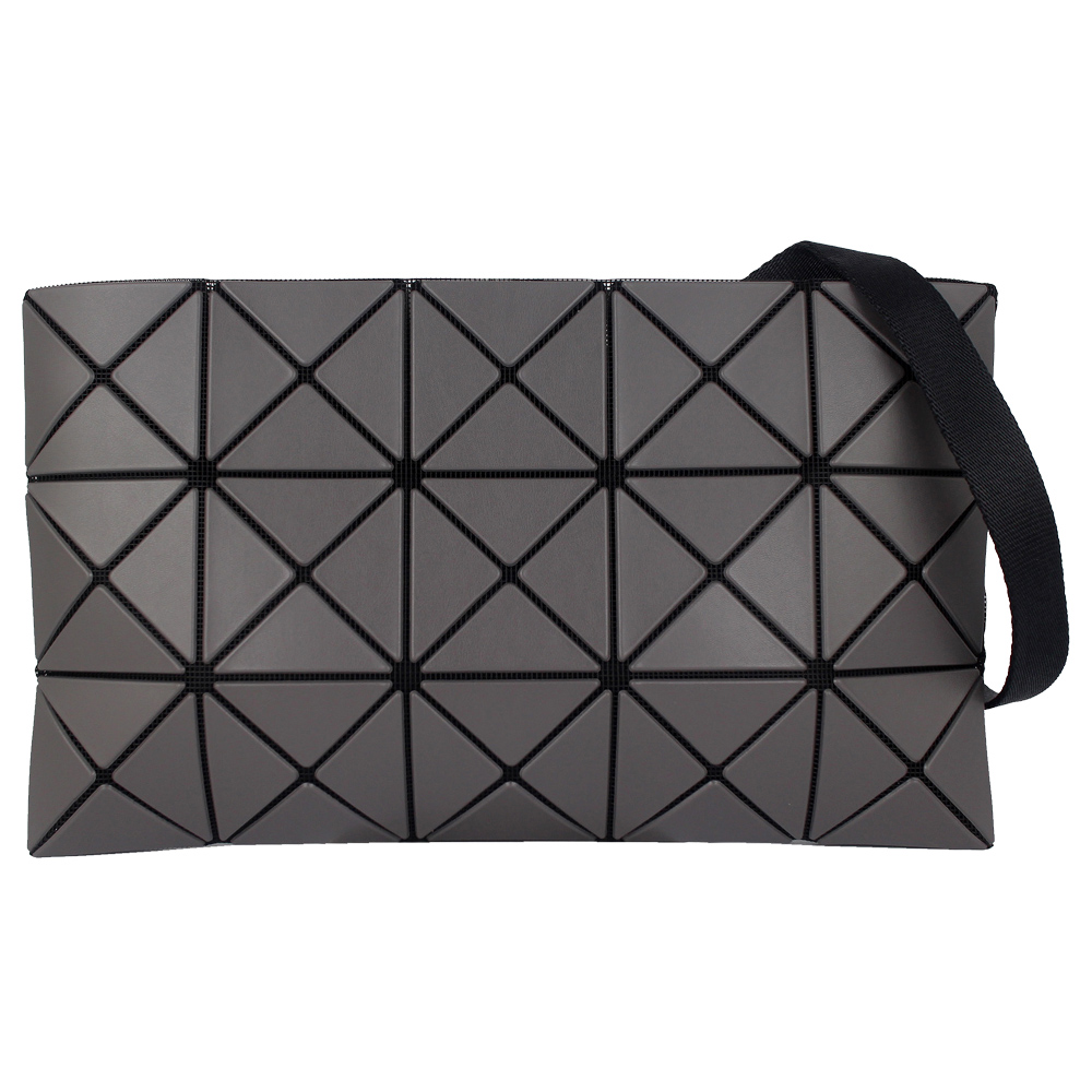 ISSEY MIYAKE 三宅一生 BAOBAO 灰色皮紋方格3x5中斜揹包