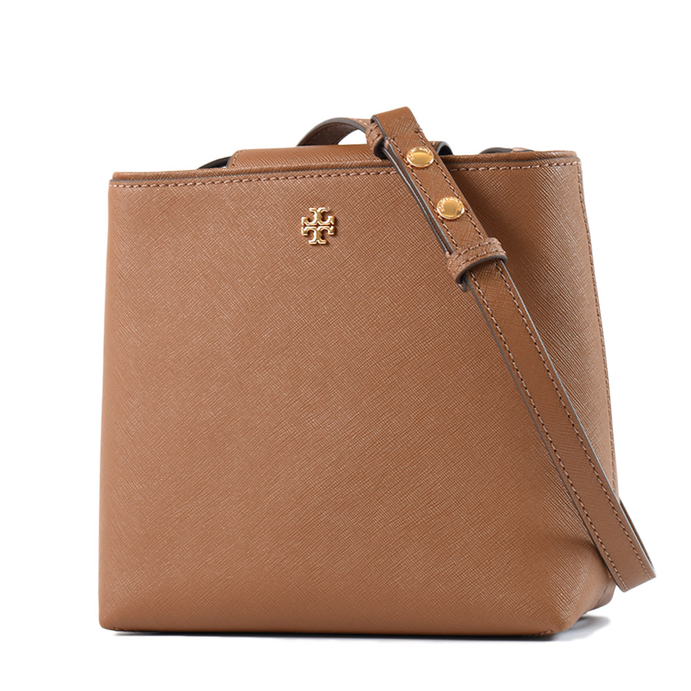 TORY BURCH EMERSON 防刮十字紋肩背/斜背二用水桶包-焦糖色/小