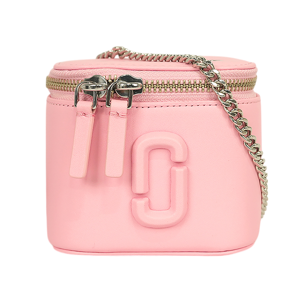 MARC JACOBS Vanity 平滑皮革銀鍊迷你化妝包/斜揹包(蝴蝶結粉)