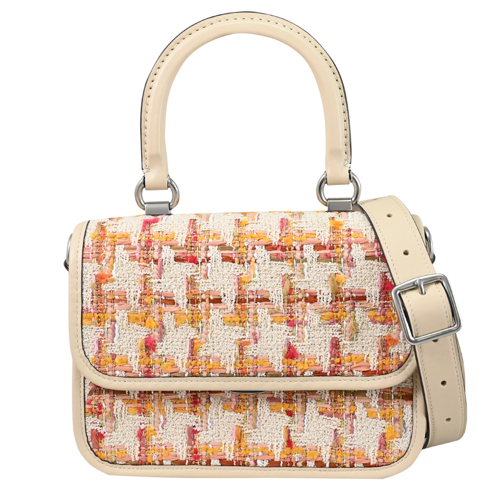 COACH CP156 Rogue 斜紋軟呢手提翻蓋兩用包.淺褐邊