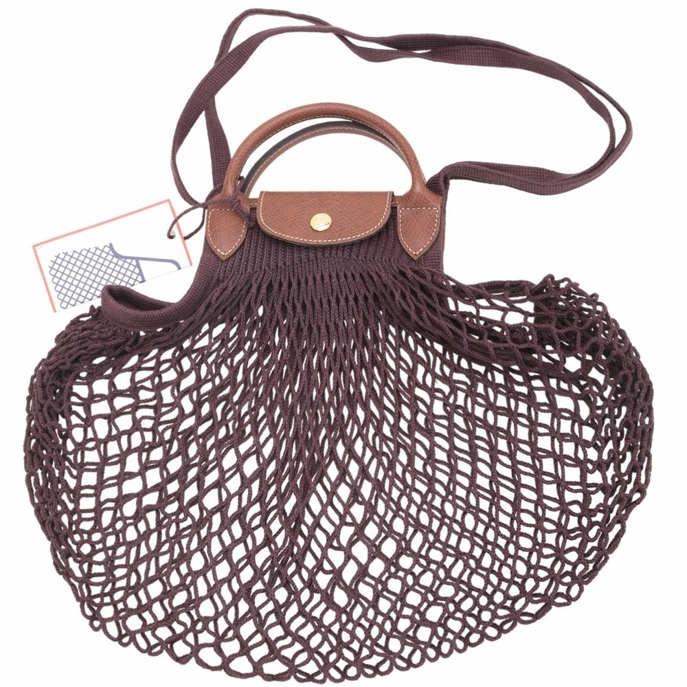 LONGCHAMP Le pliage Filet 棉線編織手提/肩背漁網包(深紫色)