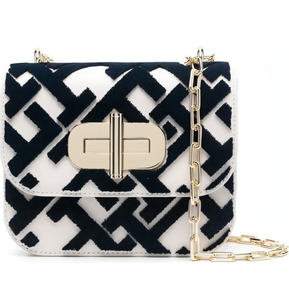 TOMMY HILFIGER TURNLO斜揹包 MONOGRAM 白色女款包包