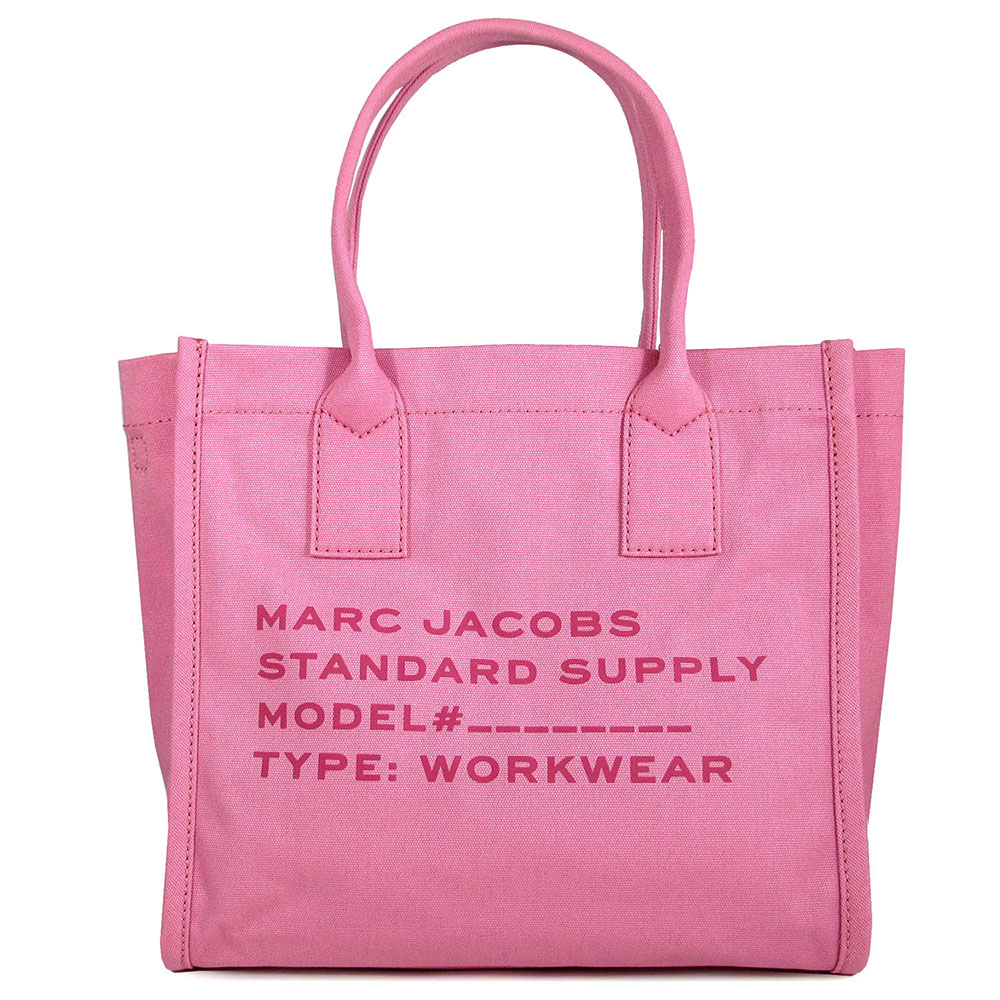 MARC JACOBS 糖果粉色品牌字樣厚織帆布大托特肩揹包