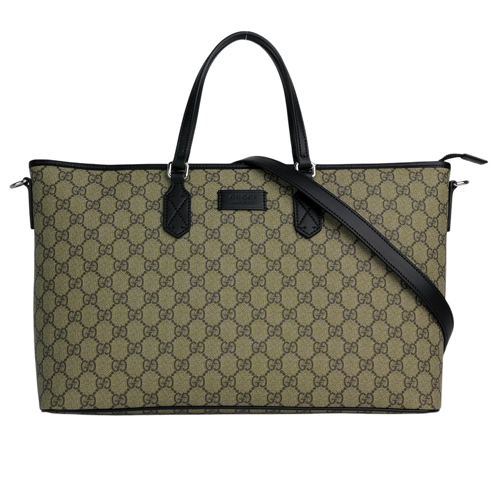 GUCCI Eden 塗層帆布及皮革大款二用托特包(烏木色/黑色) 779866 K5RMN 9769