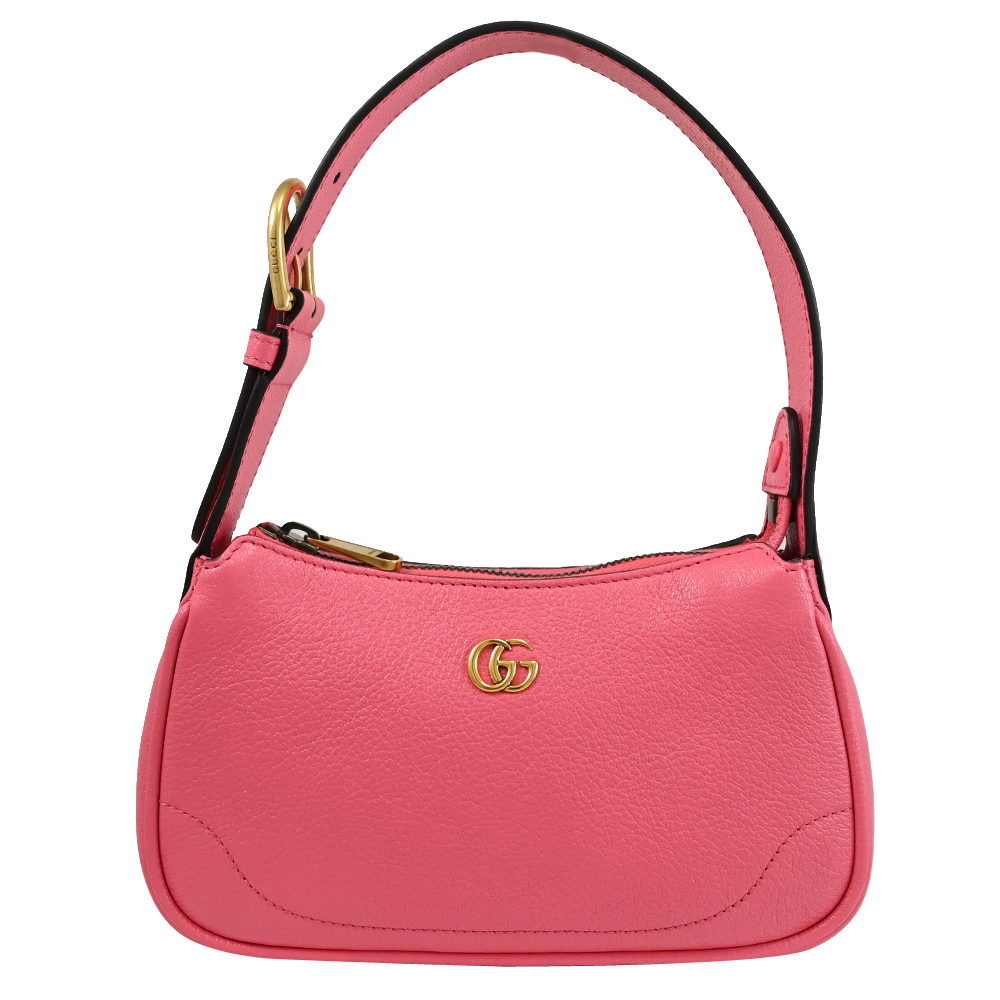 GUCCI 739076 Aphrodite 金屬LOGO肩背拉鍊小包.粉