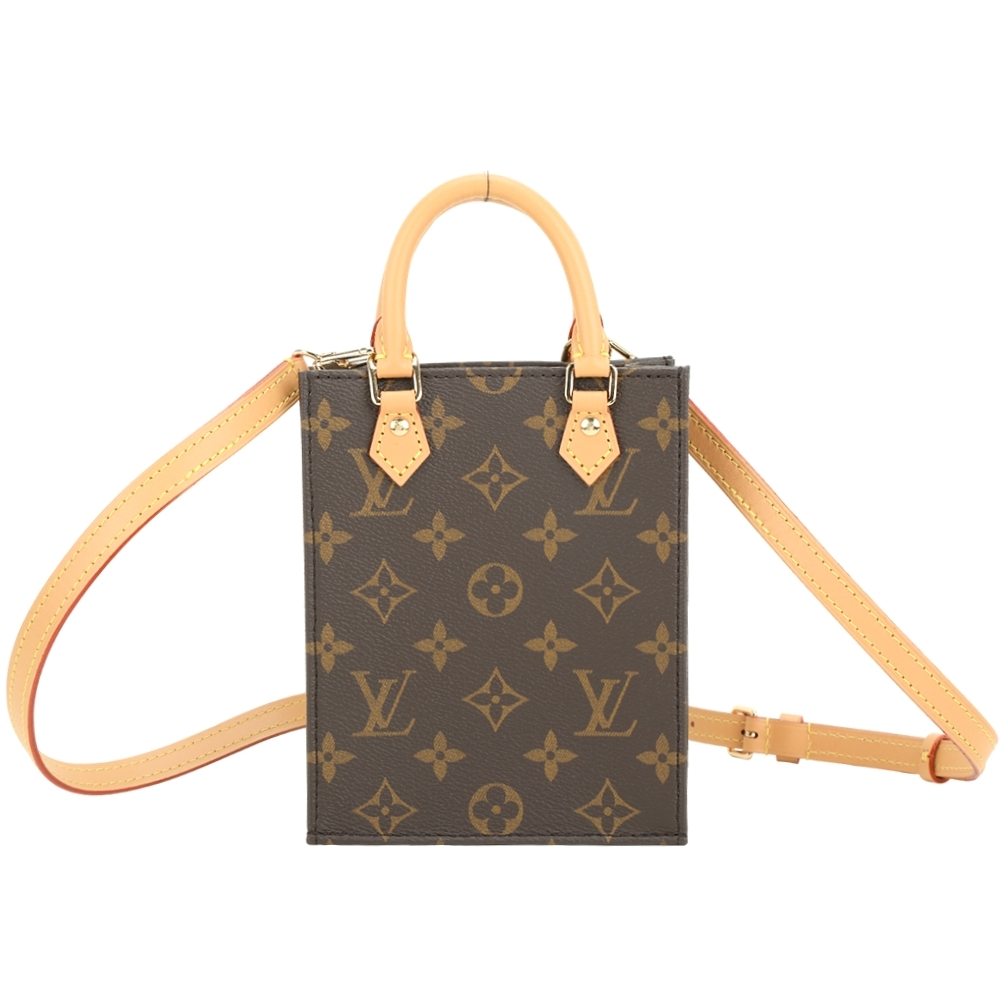 Louis Vuitton LV路易威登 M81295 老花塗層帆布拼牛皮迷你斜背/手提琴譜包(咖啡色)