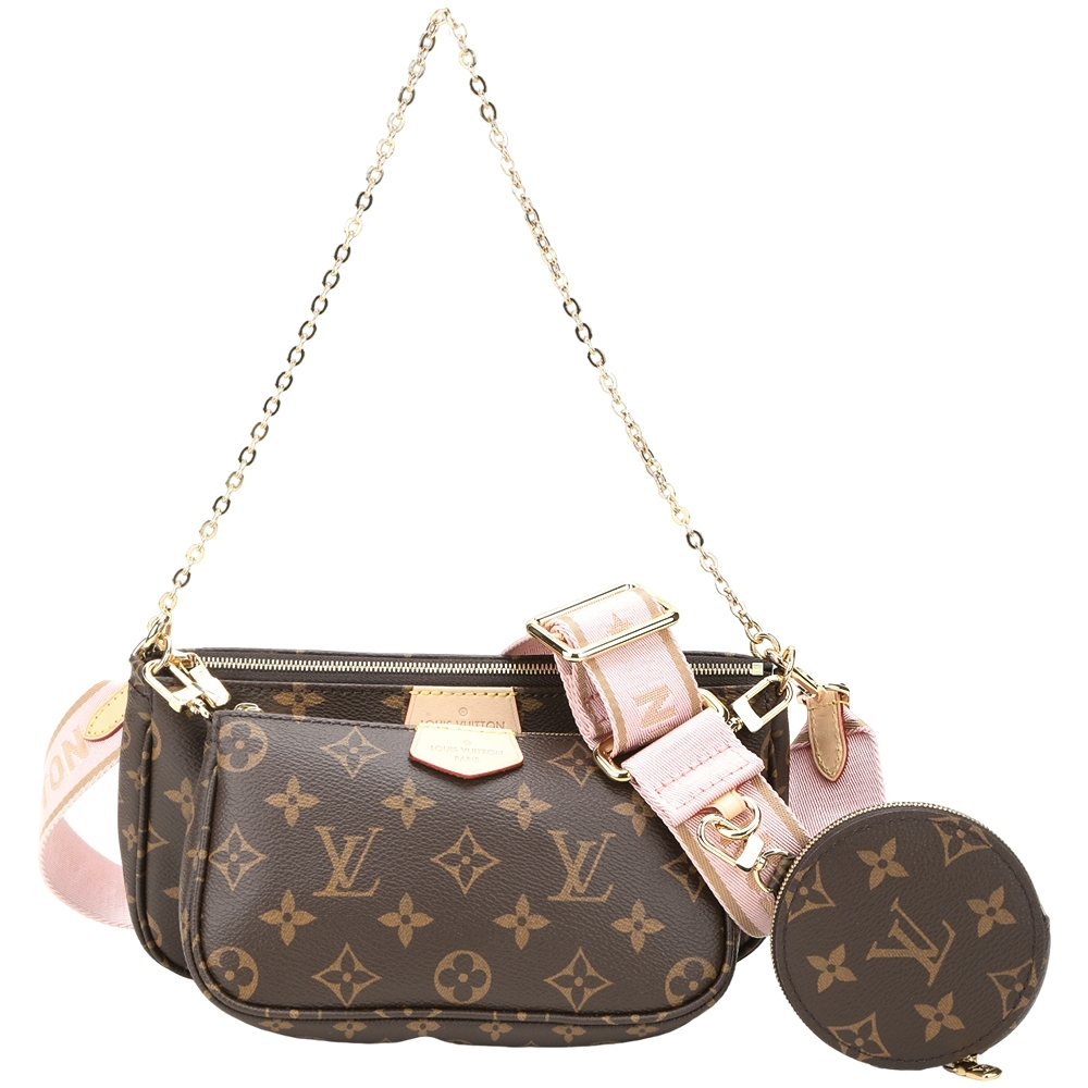 Louis Vuitton LV路易威登 M44840 Monogram 路易威登三合一斜背麻將包(粉色)