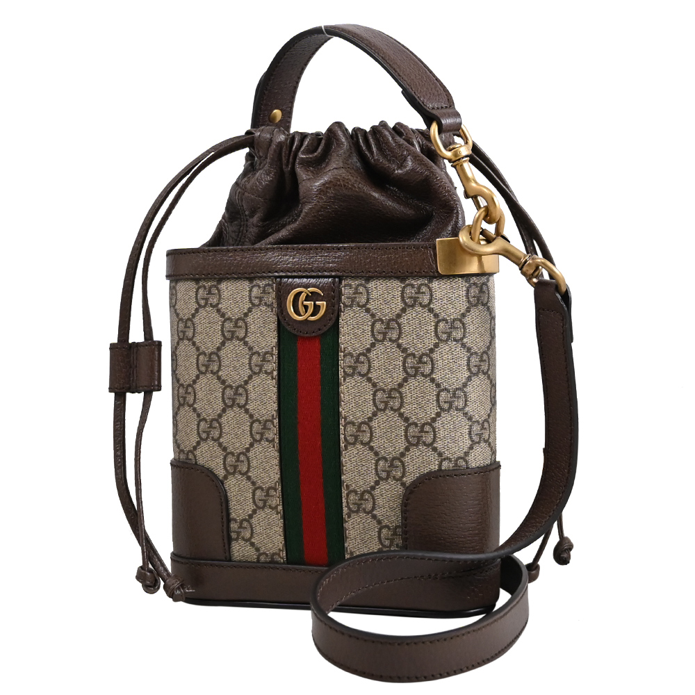 GUCCI 752583 Ophidia GG 經典印花三角造型兩用水桶包.駝