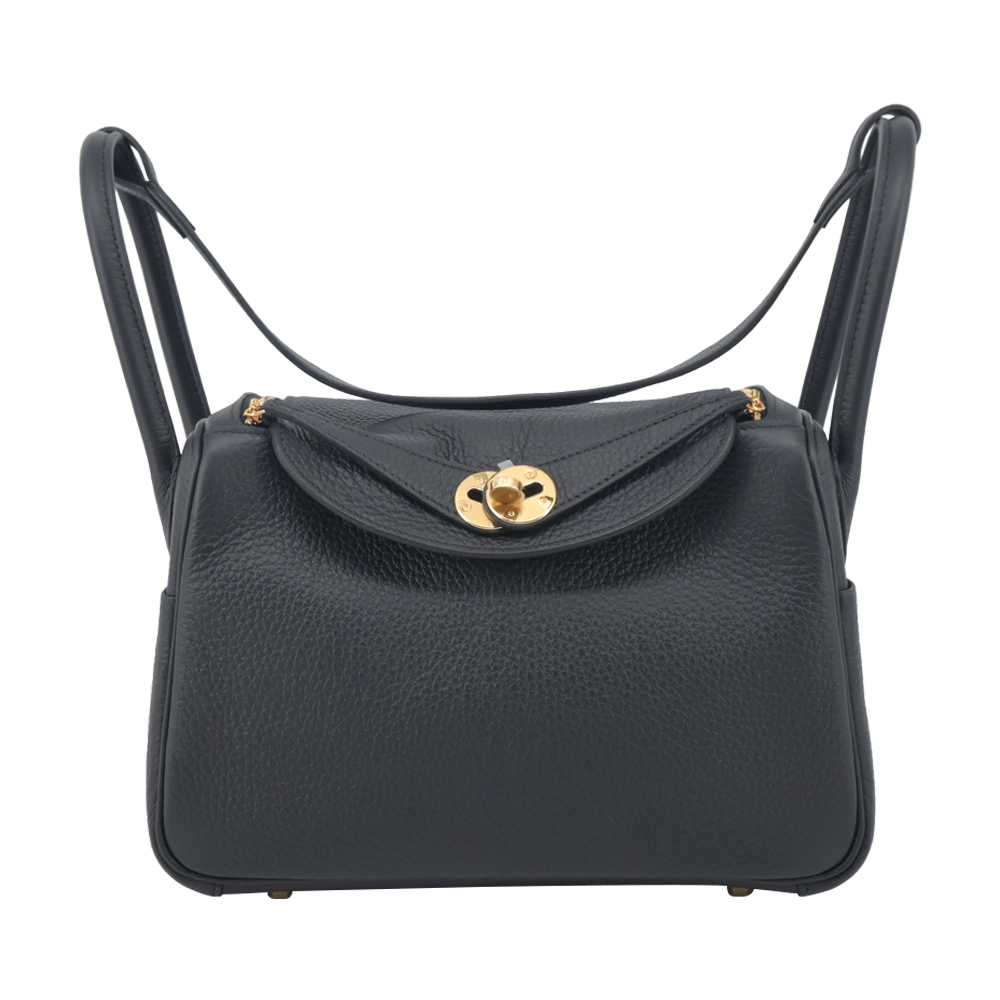 Hermes 愛馬仕 Lindy 26CM K刻 T/C牛皮兩用包(89經典黑/金釦)