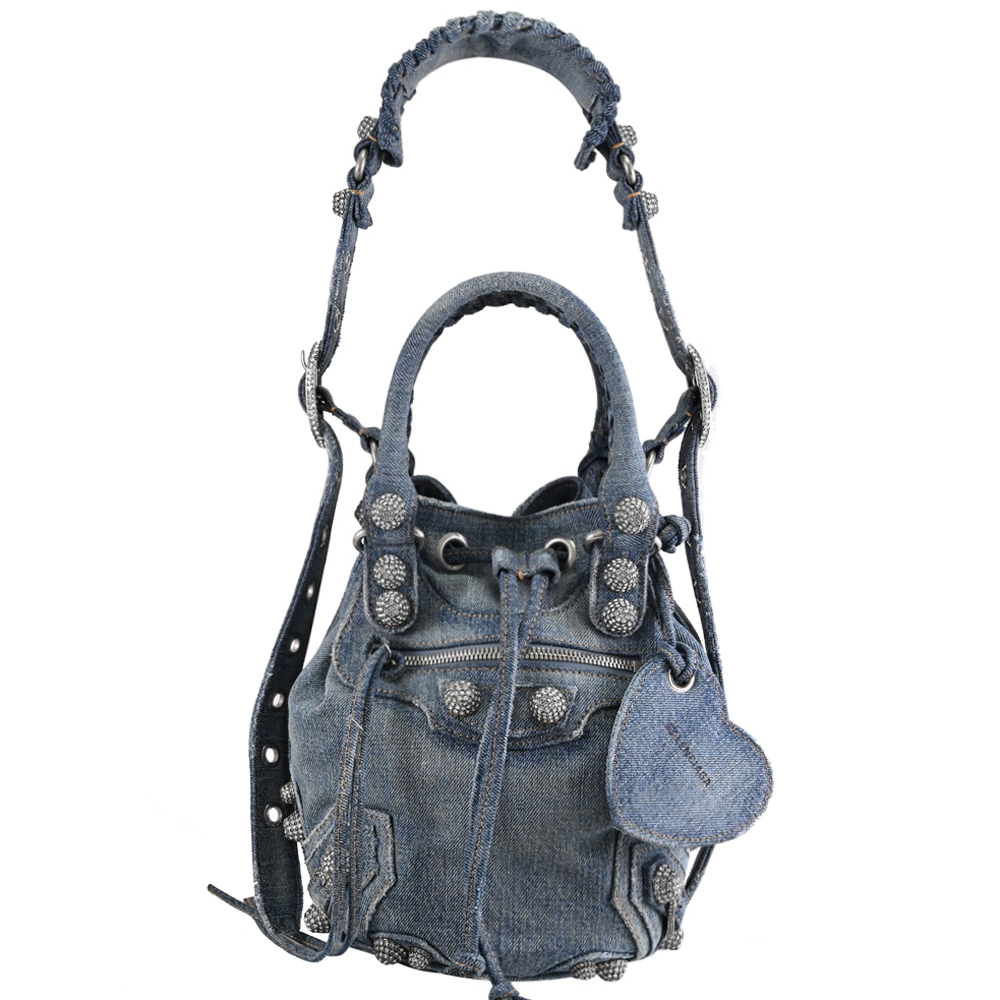 BALENCIAGA 巴黎世家 702432 Le Cagole 牛仔兩用水桶包.藍
