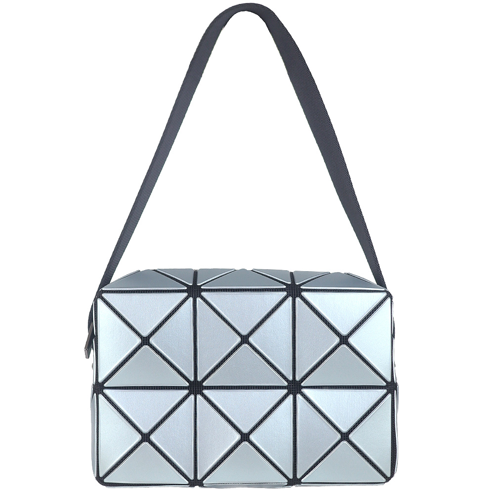 ISSEY MIYAKE 三宅一生 BAOBAO 珠光藍皮紋方格2x3立體小斜揹包