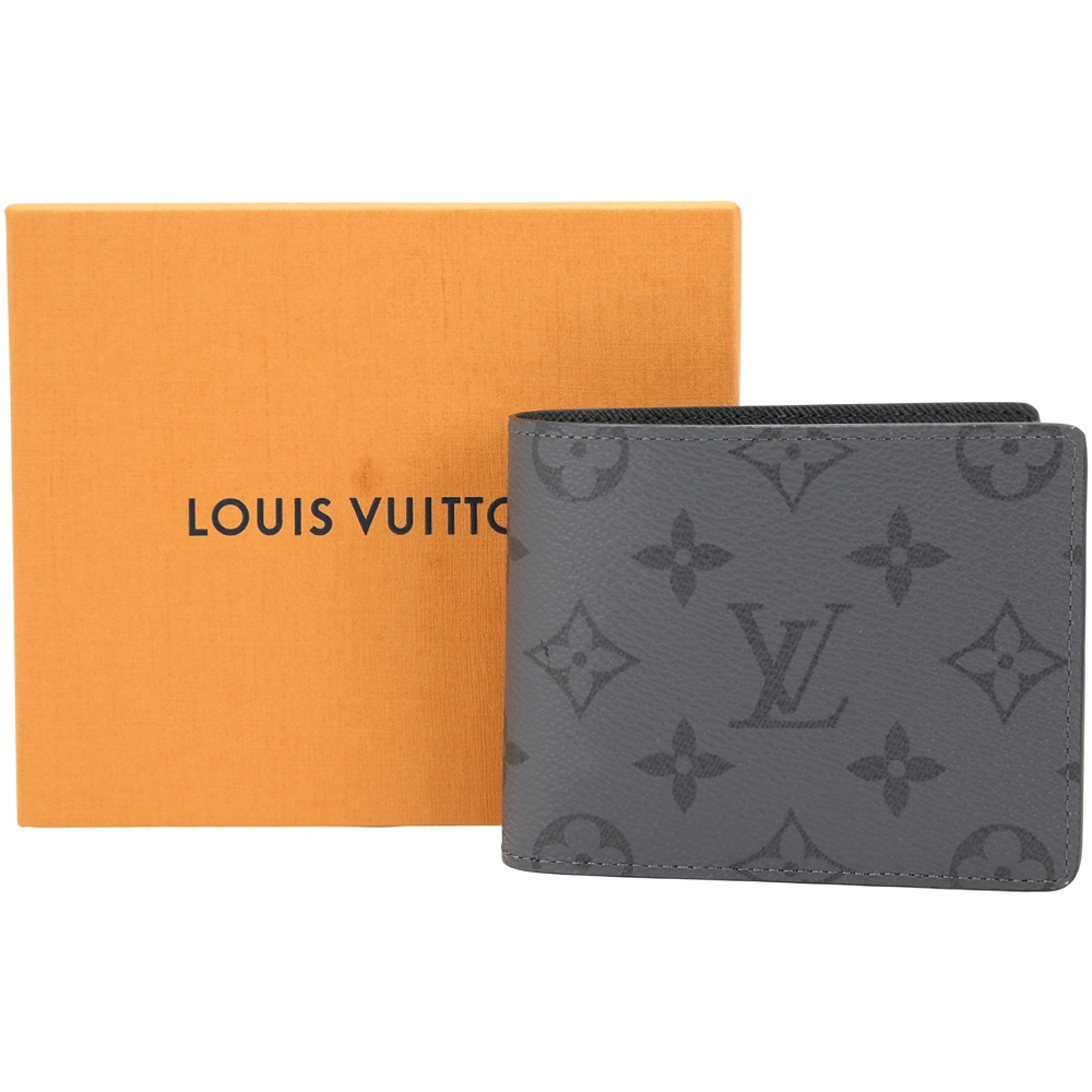 Louis Vuitton 路易威登 LV M80906 Slender 印花塗層帆布8卡對折短夾(灰色)