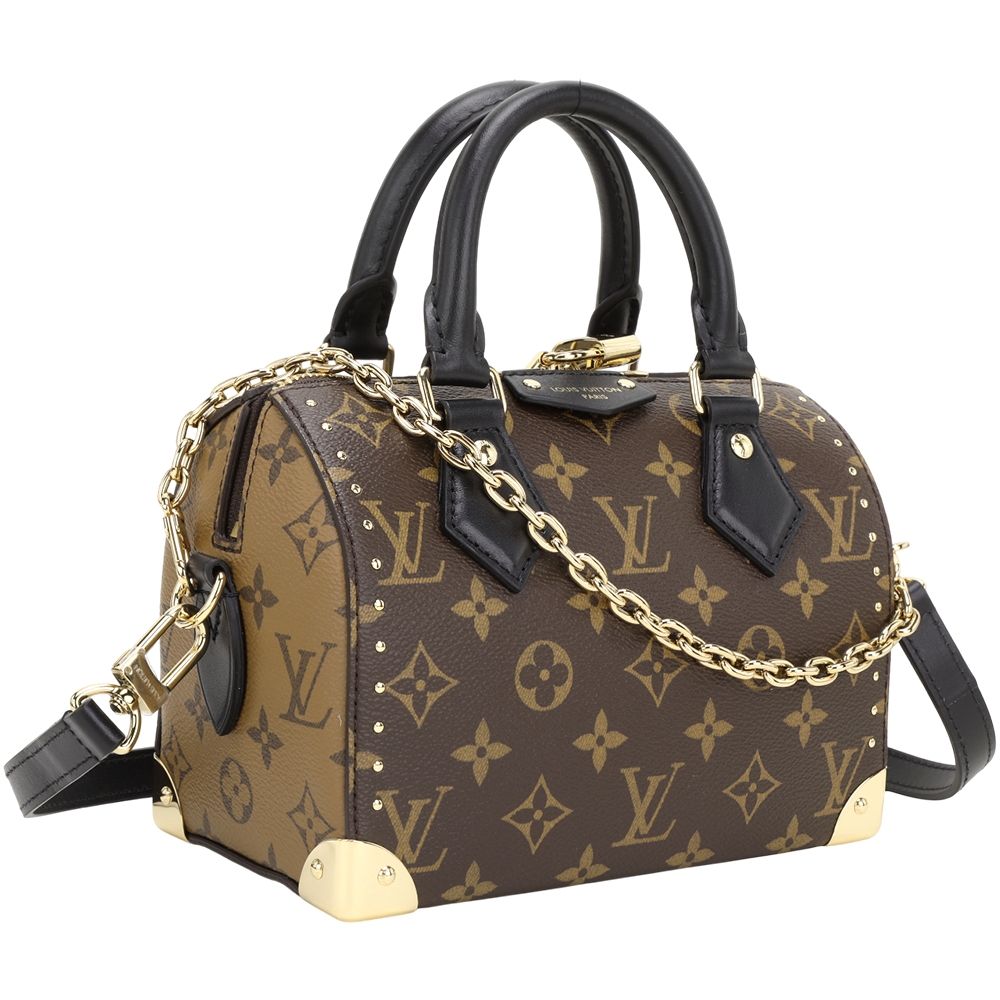 Louis Vuitton 路易威登 M13146 Speedy Trunk 20 雙背帶經典帆布硬箱波士頓包(咖啡色)