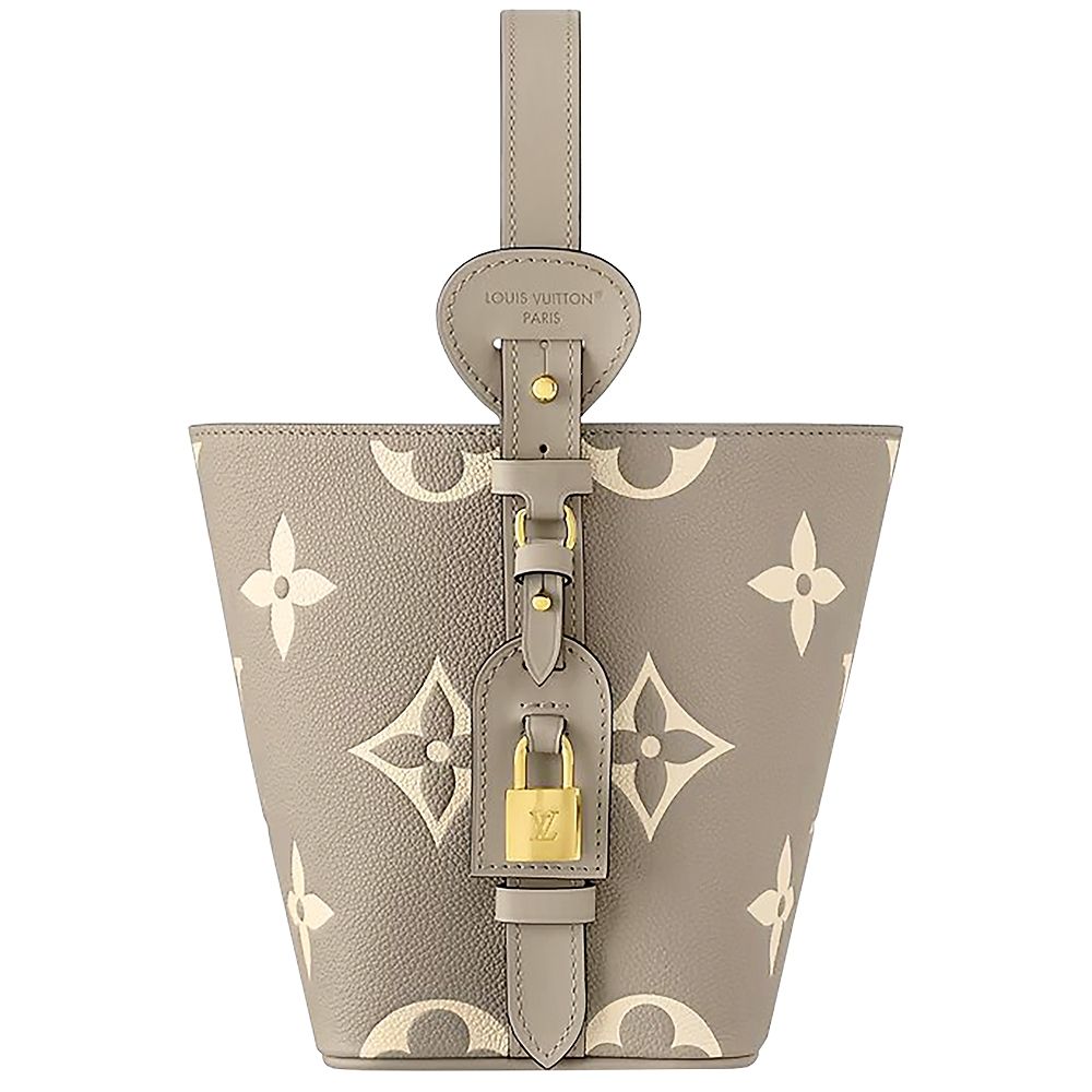 Louis Vuitton 路易威登 M13045 All In BB 押花粒面牛皮鎖頭吊飾多揹法水桶包(附萬用包/斑鳩灰)