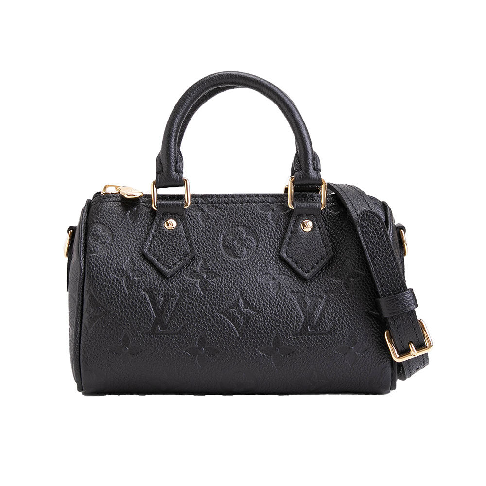 LV LOUIS VUITTON路易威登 M82450 Nano Speedy 經典壓花小牛皮手提/斜背兩用迷你波士頓包