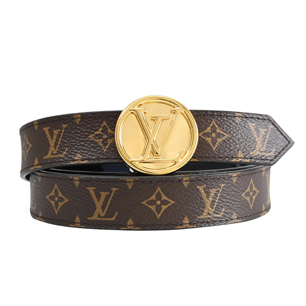 LV LOUIS VUITTON路易威登 M0054V 經典品牌 LOGO 印花窄版皮帶