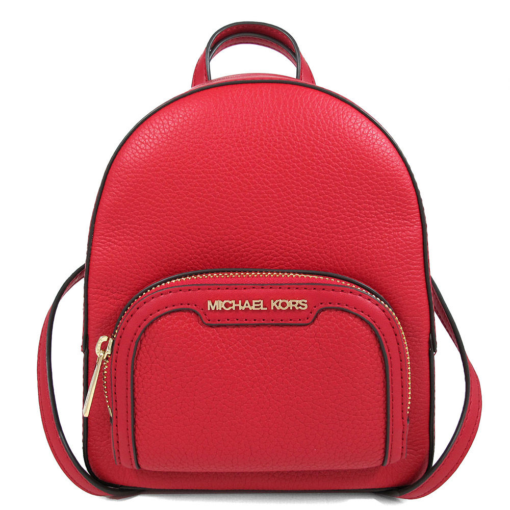 MICHAEL KORS JAYCEE 金字LOGO紅色鵝卵石紋皮革三用包(手提/斜/後背)