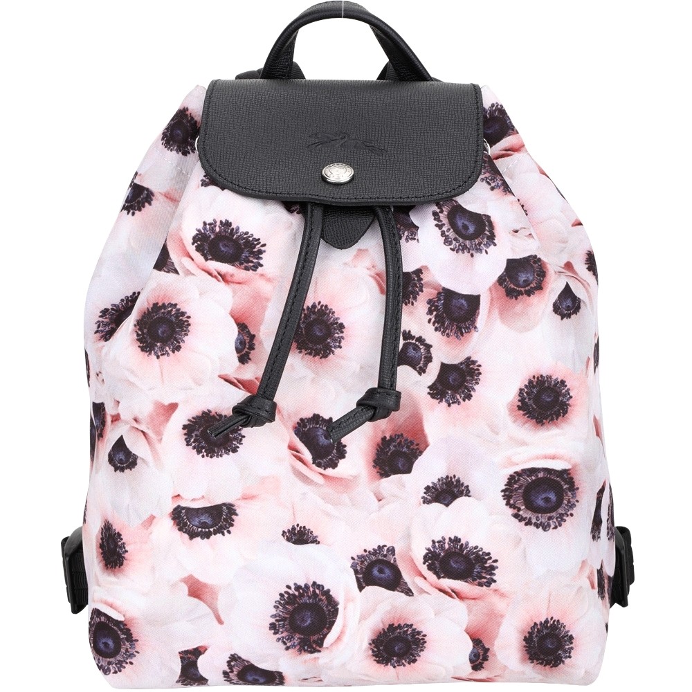 LONGCHAMP Le Pliage Collection 展示品 銀蓮花粉色厚磅帆布後揹包(釦裂及皮缺角)