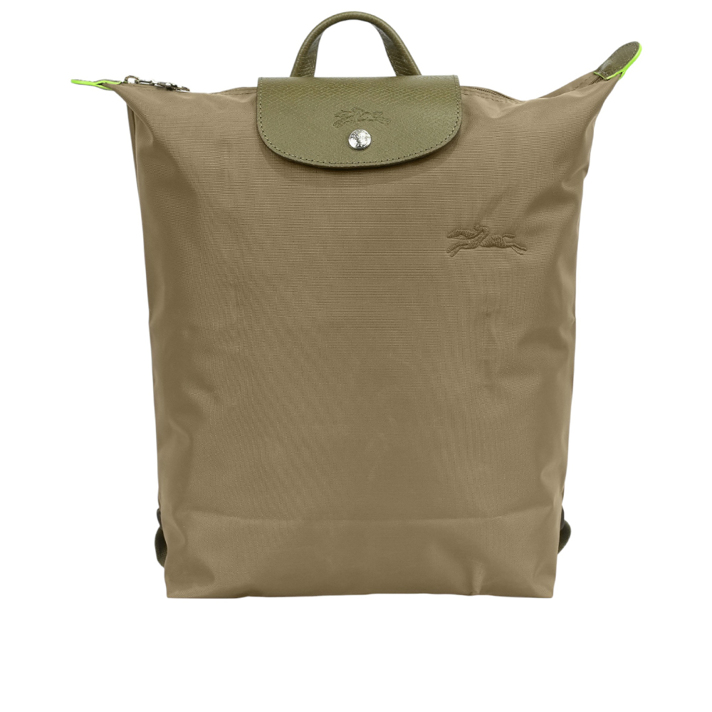 LONGCHAMP Le Pliage M 再生帆布中型折疊後揹包(朝鮮薊色) 10284 919 M04