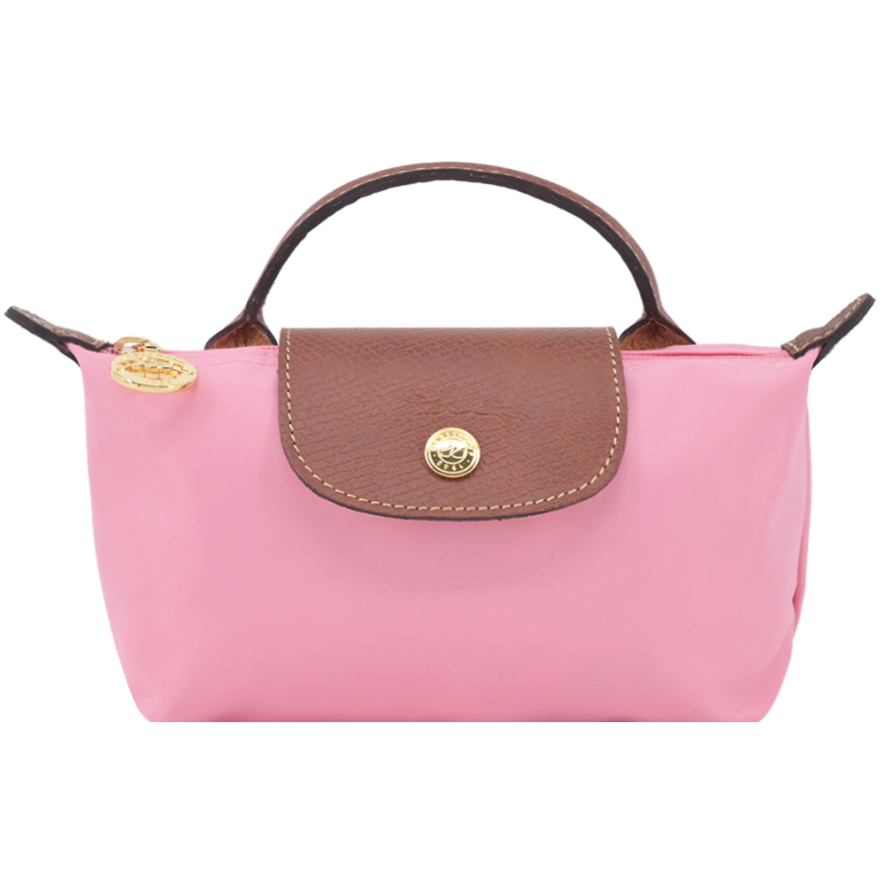LONGCHAMP LE PLIAGE系列再生尼龍手提化妝包(棉花糖粉)
