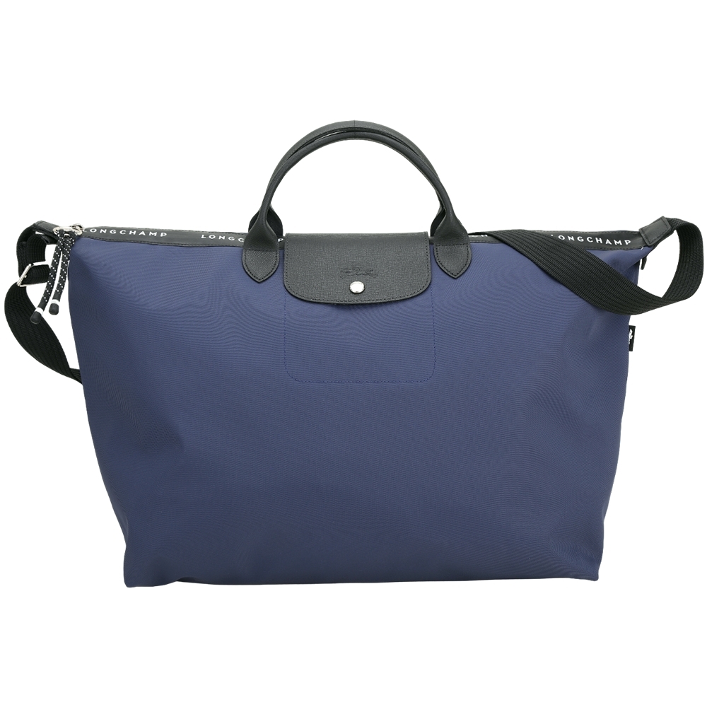 LONGCHAMP Le pliage Energy 奔馬皮標再生帆布摺疊尼龍旅行袋(L/海軍藍)