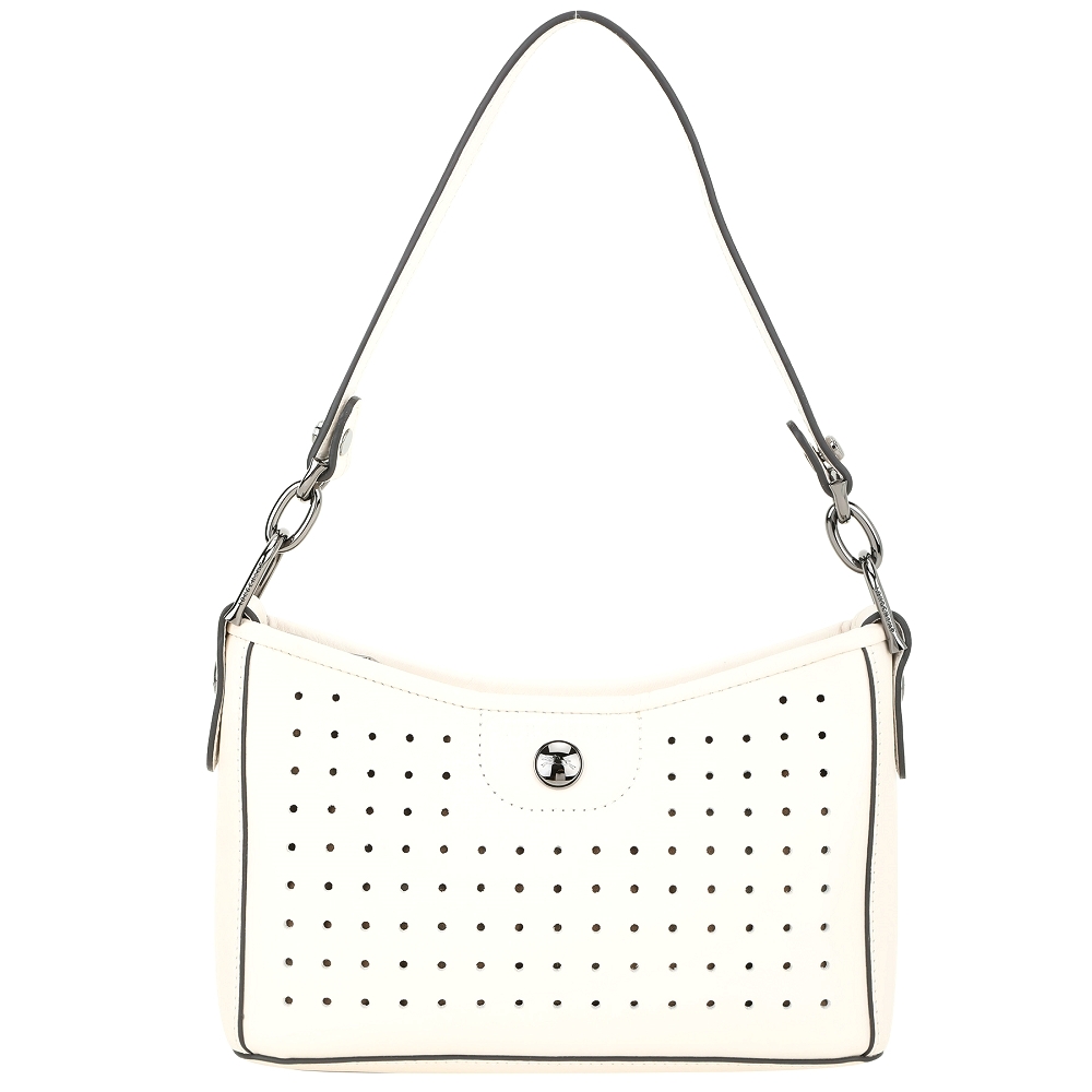 LONGCHAMP Mademoiselle 洞洞小牛皮手提/肩背腋下包(象牙白)