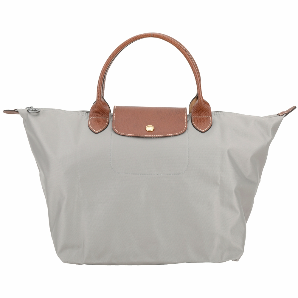 LONGCHAMP Le pliage 中型 短提把摺疊水餃包(斑鳩灰)