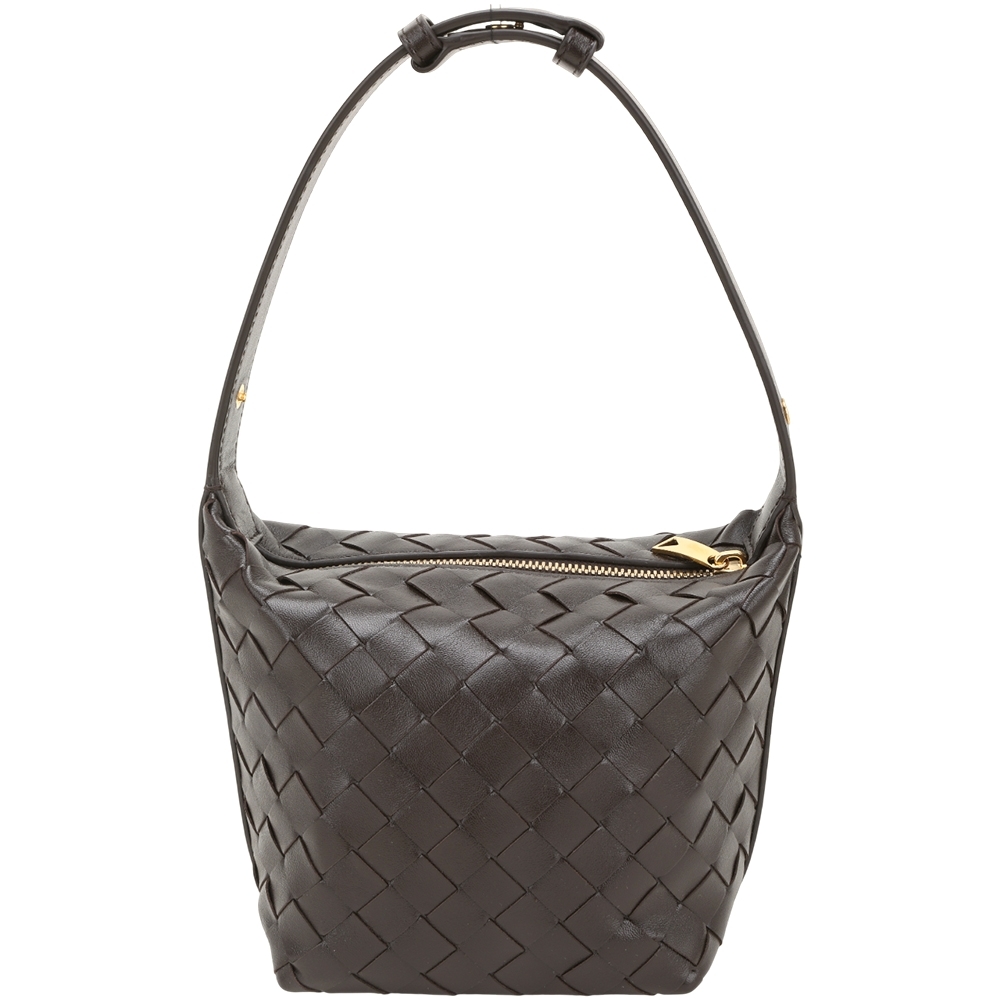 BV BOTTEGA VENETA 寶緹嘉 Candy Wallace小牛皮編織肩背腋下包(咖啡色)