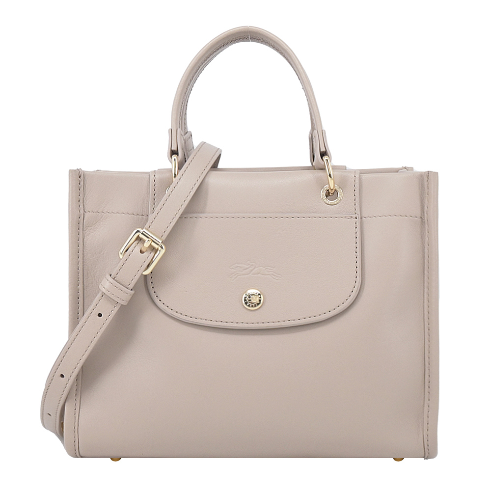LONGCHAMP CABAS LONGCHAMP系列梅蒂斯羊皮手提/斜背兩用包(小/泥褐)