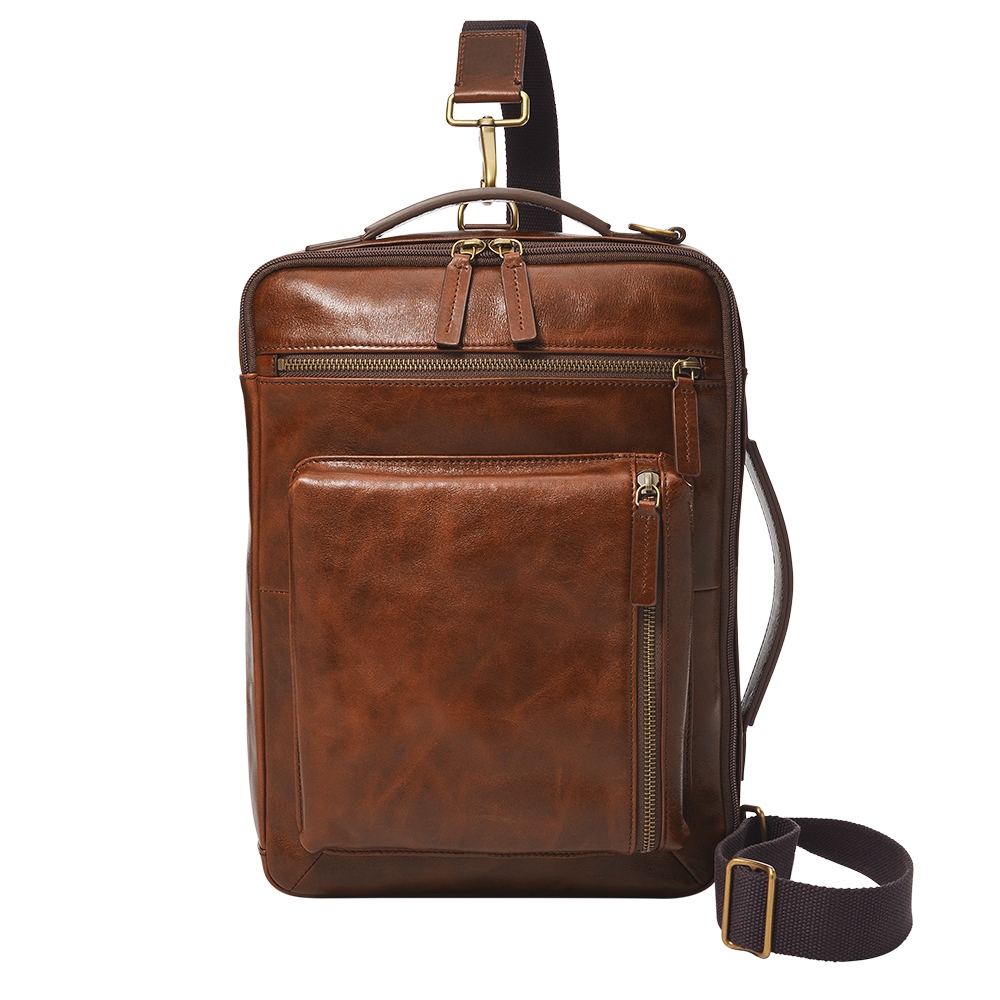 FOSSIL Buckner 行動族真皮電腦包-咖啡色 MBG9598222