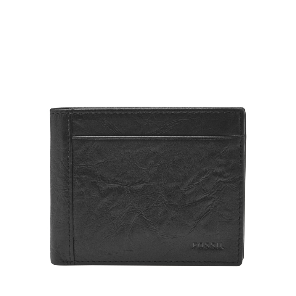FOSSIL Neel 真皮證件格零錢袋皮夾-黑色ML3890001(禮盒組附鐵盒)