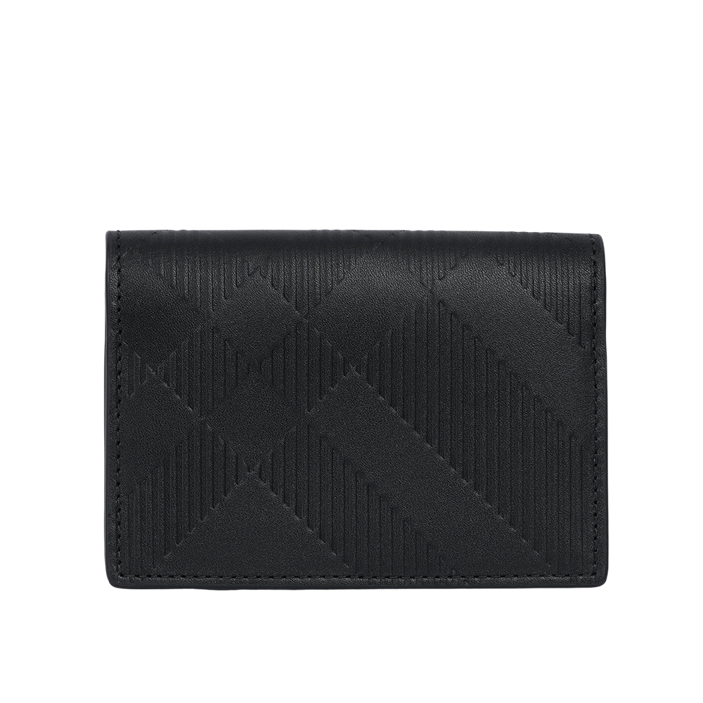 BURBERRY 經典格紋浮雕小牛皮二折名片夾/卡片夾(黑色) 8079772