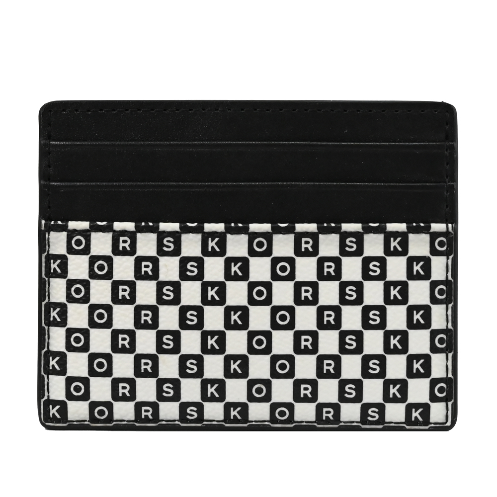 MICHAEL KORS COOPER 格子字母LOGO信用卡名片夾.黑白