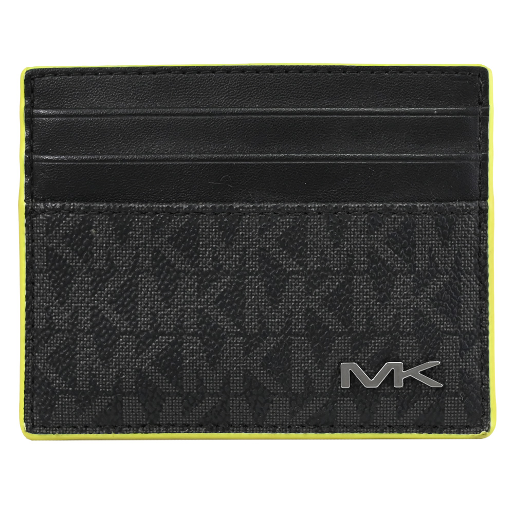 MICHAEL KORS COOPER 滿版MK紋信用卡名片夾.黑/綠邊