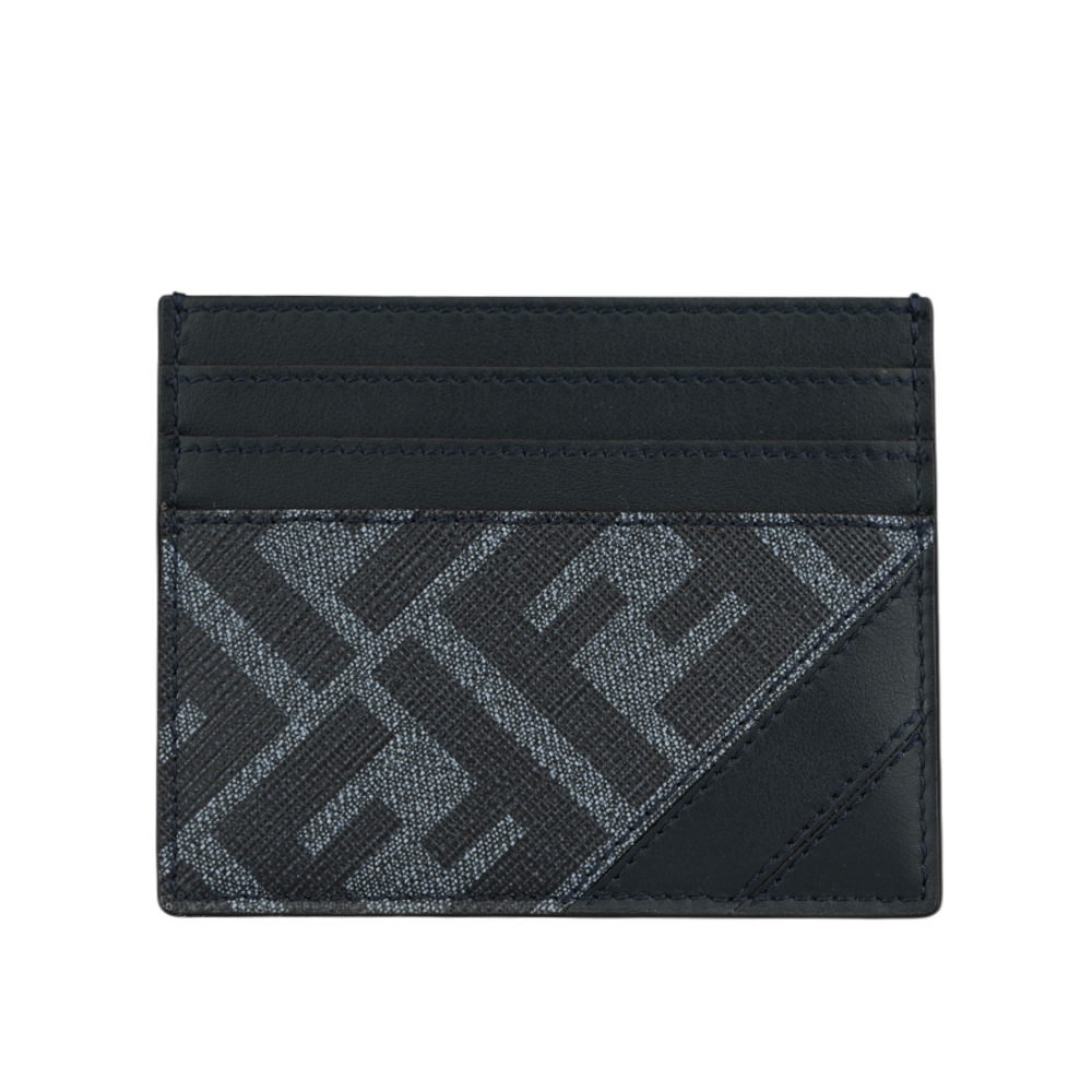 FENDI Diagonal FF Logo 帆布及皮革6卡卡片夾/名片夾(牛仔藍) 7M0164 ASIC F1O97