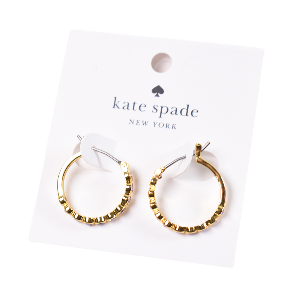 KATE SPADE 全圓擁抱針式耳環-金色