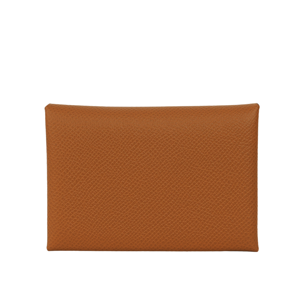 HERMES Calvi Duo Epsom皮釦式卡片夾/零錢包(金棕色) H083035CK37