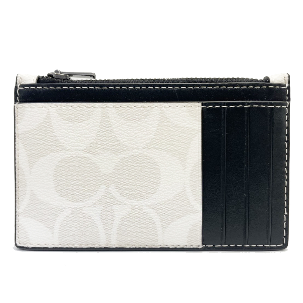 【COACH】C LOGO男款信用卡名片卡夾零錢包(白/黑)