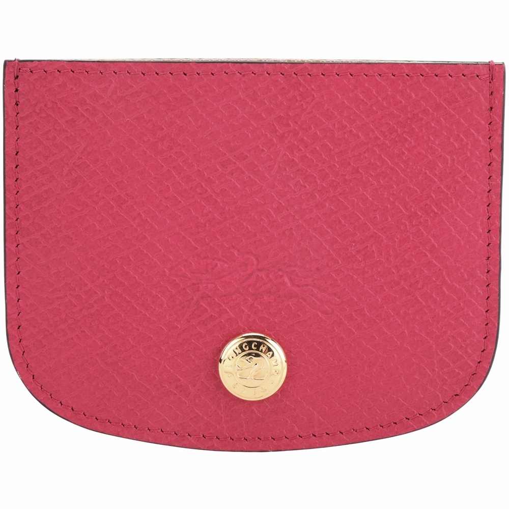 LONGCHAMP EPURE 奔馬壓印LOGO牛皮萬用卡片夾(莓紅色)