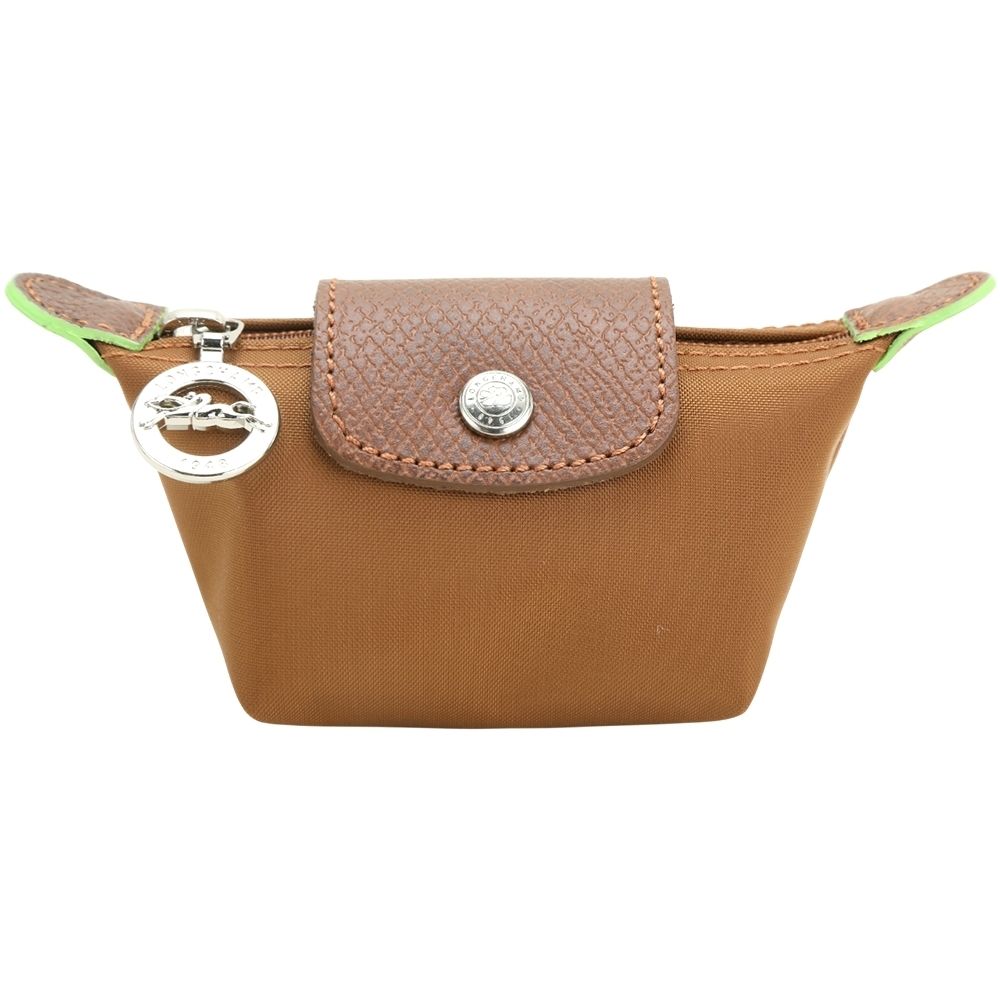 LONGCHAMP Le Pliage Green 再生帆布水餃零錢包(白蘭地棕)