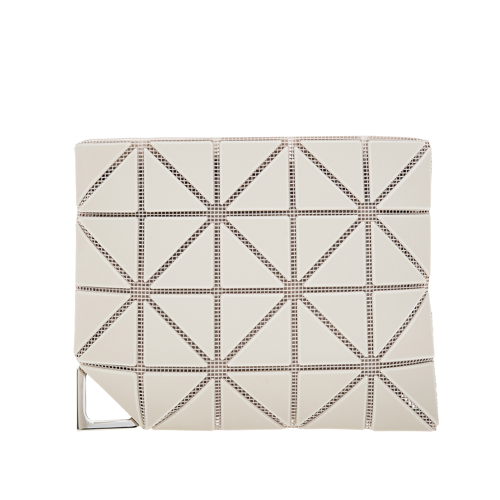 ISSEY MIYAKE 三宅一生 BAOBAO 新款霧面三角格拉鍊零錢包附鍊帶 (白灰色)