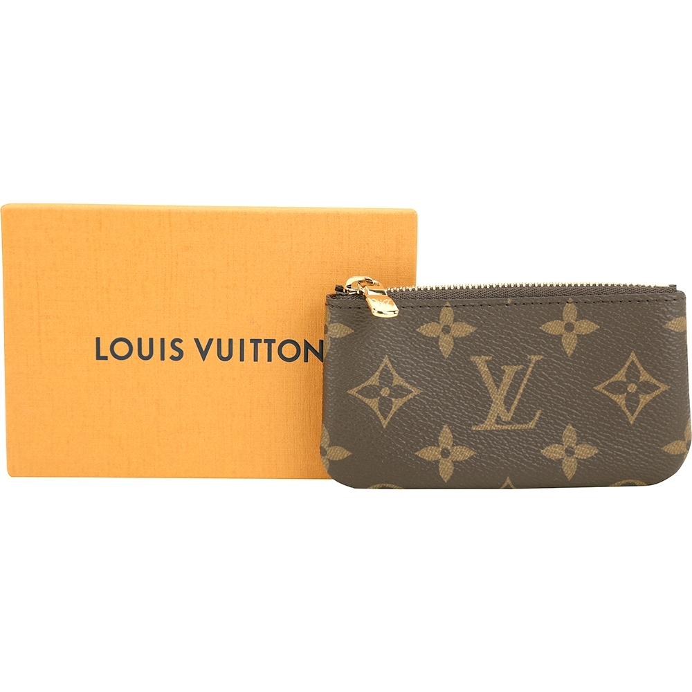 Louis Vuitton LV路易威登 M62650 老花塗層帆布鑰匙零錢包(咖啡色)