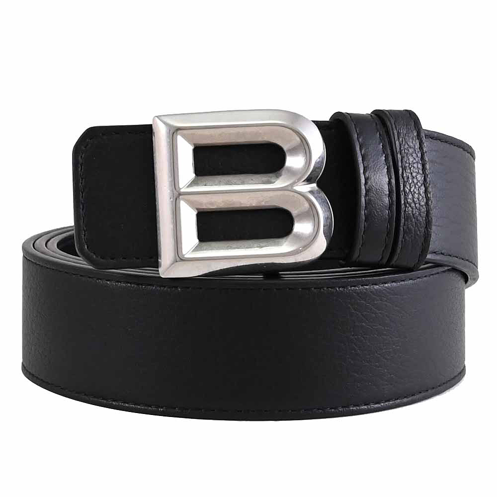 BALLY 6305822 BOLD 經典金屬B扣飾雙面皮革皮帶.黑
