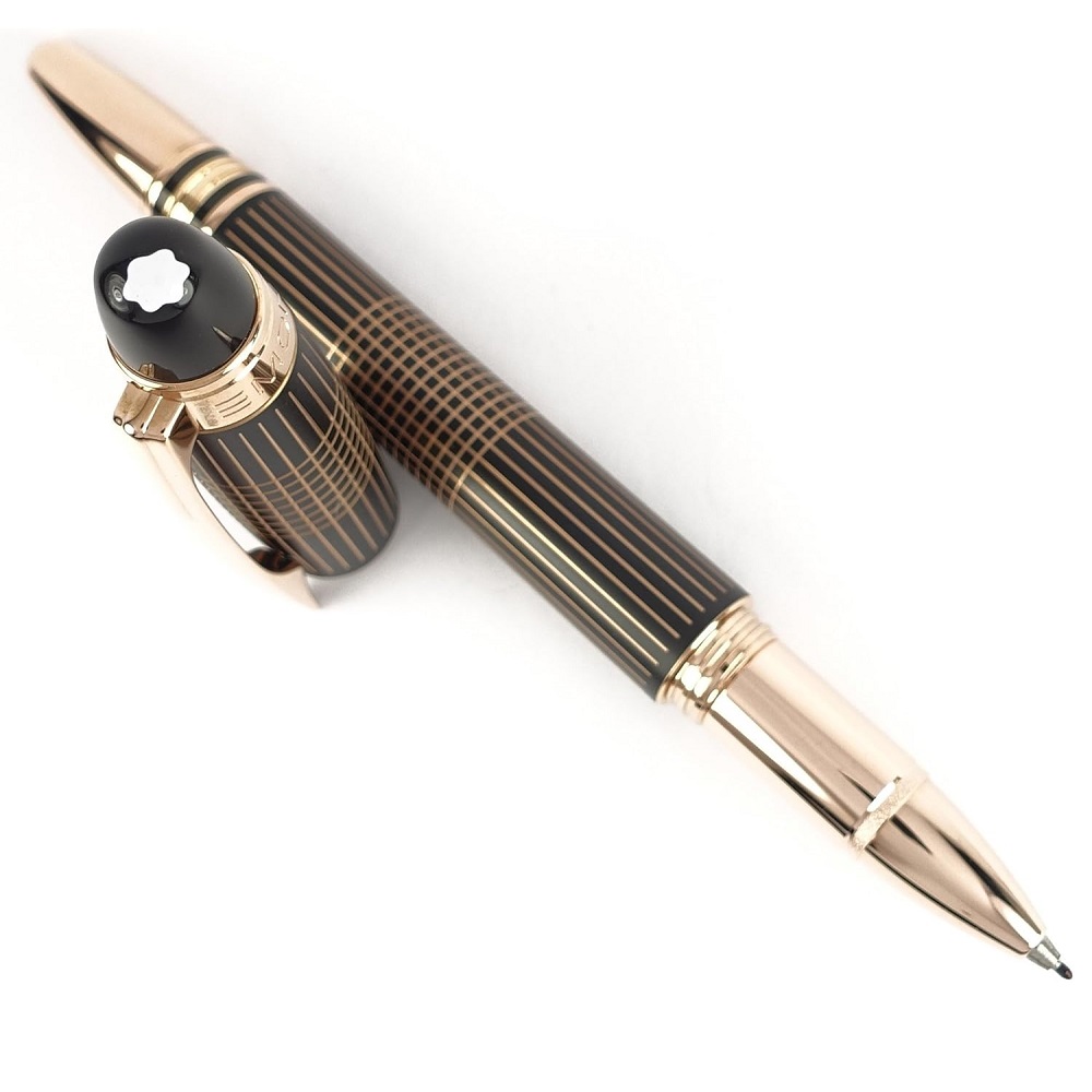 【MontBlanc 萬寶龍】飄浮系列 玫瑰金線條格紋金屬簽字筆