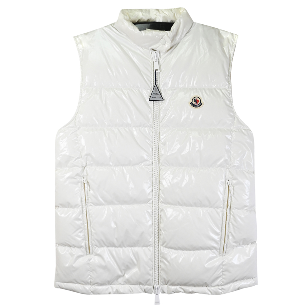 MONCLER 品牌經典款雙向拉鍊羽絨背心.白