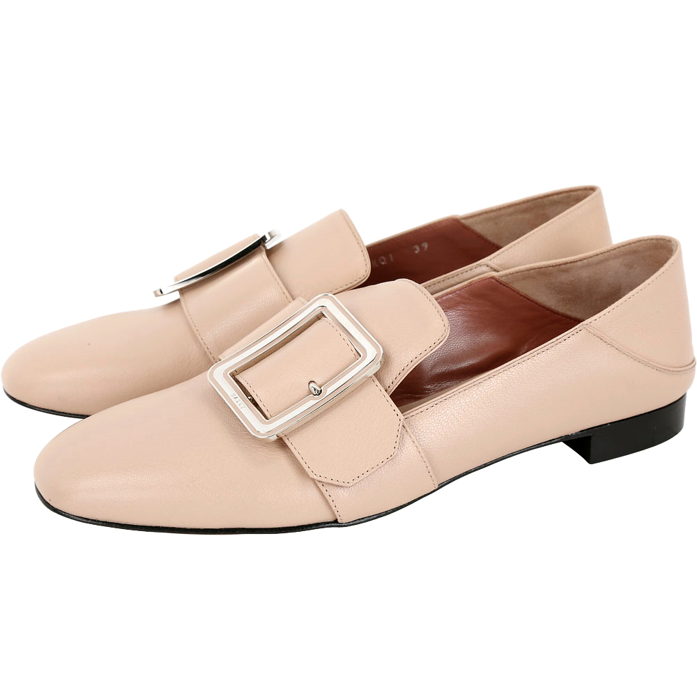 BALLY JANELLE 裸色方釦牛皮腳踩式穆勤鞋/樂福鞋(37.5號/展示品)
